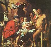 Jacob Jordaens Satyr at the Peasant's House oil painting reproduction